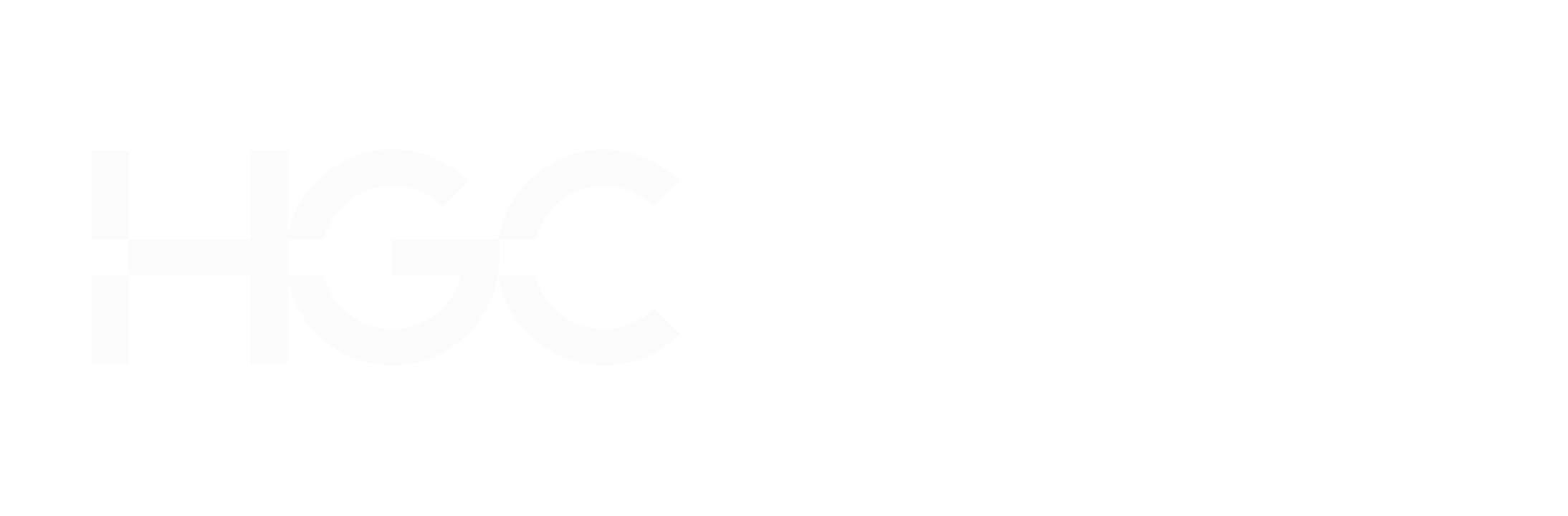 Hgc global communications company logo on a black background.