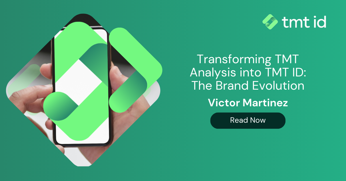 Digital branding concept: a person holding a smartphone displaying a logo transition, symbolizing the brand evolution of "tmt id" as introduced by victor martinez.