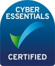 Logo of cyber essentials certification indicating a level of cybersecurity compliance.