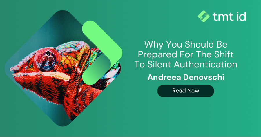 Chameleon graphic on a promotional banner for an article about silent authentication by andreea denovschi.